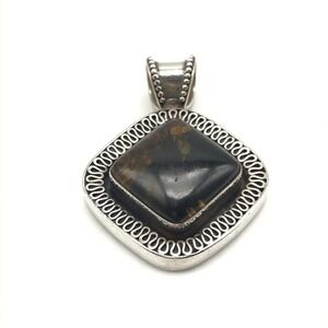 Bali Suarti 925 BA Signed Sterling Silver Amber Statement Pendant